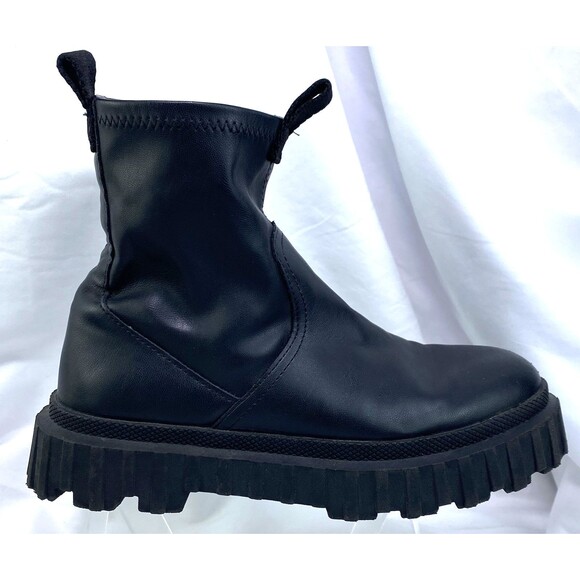 Zara Women's Size EU 35 US 4.5 Faux Leather Zip Platform Midi Booties Black 1554 - Picture 4 of 12